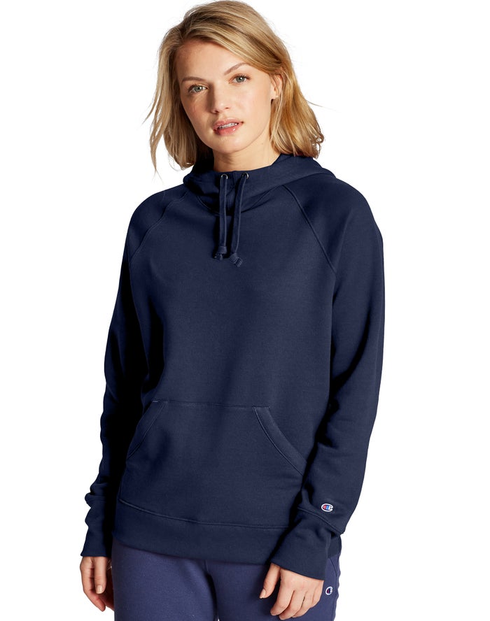 Champion Womens Hoodie NZ - Powerblend Navy ( 4361-KRCLH )